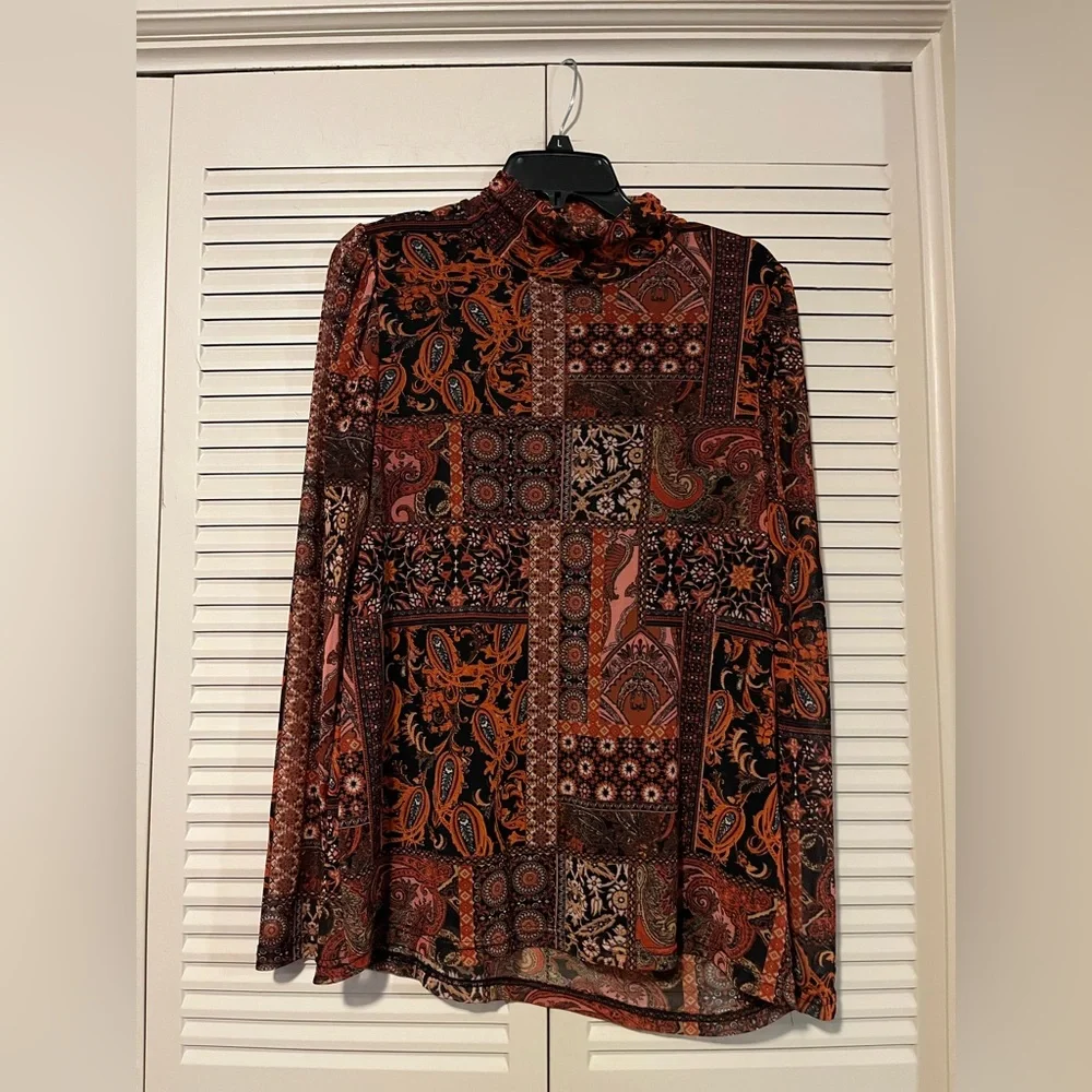 JANE + DELANCEY NWT Size XL Paisley Abstract Print Long Sleeve Pullover Top.